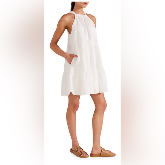Gorgeous mini ruffled summer dress. White. Size M - Picture 2 of 4